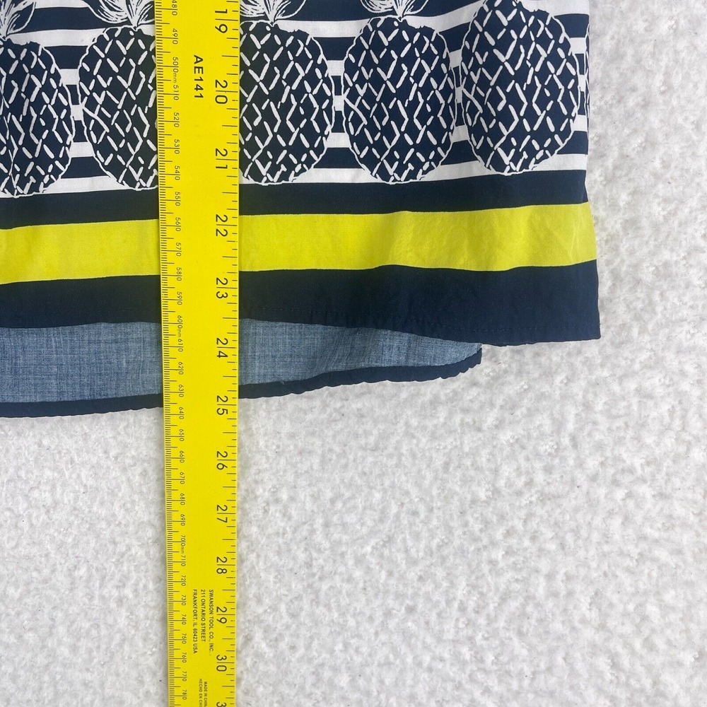 Crown & Ivy Blue White Pineapple‎ Print Tank Top Womens V-Neck Size Medium - Picture 5 of 8